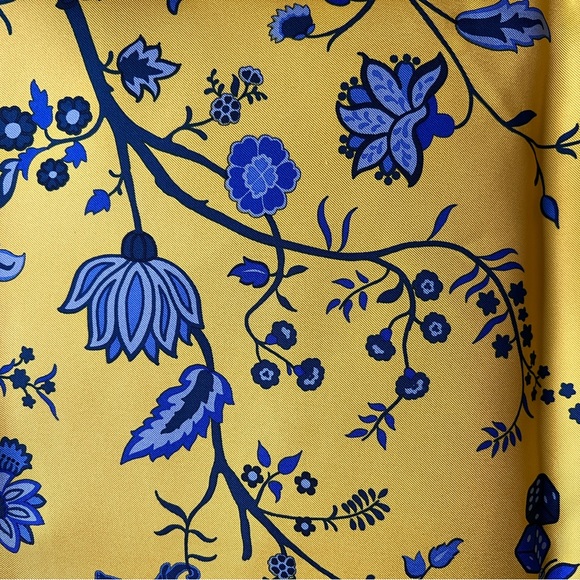 E. Marinella Italian Luxury Silk Scarf 90cm Tree of Life Blue - Brand New - Picture 4 of 13